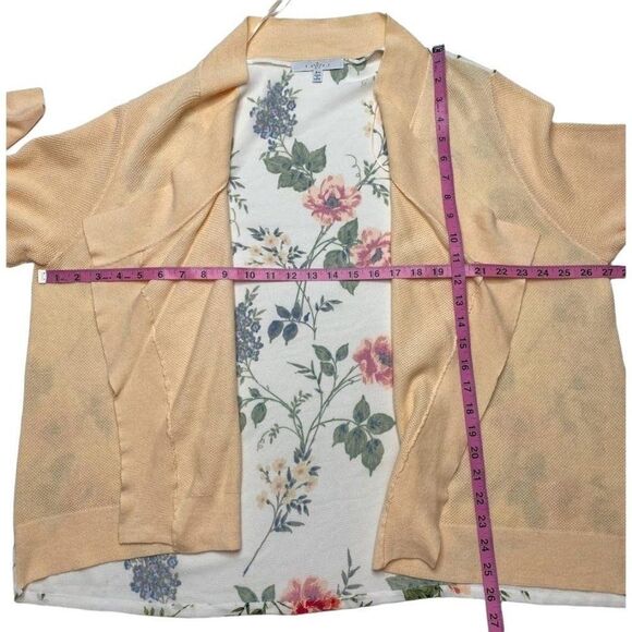 Fever Juniors Peach Floral Mixed Media Shawl Neck Cardigan Sz 3X - Picture 8 of 8